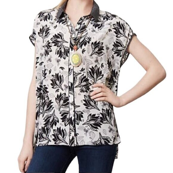 Anthropologie‎ Postmark Field Day Silk Blouse Women's Size XS Anthro - Picture 1 of 10